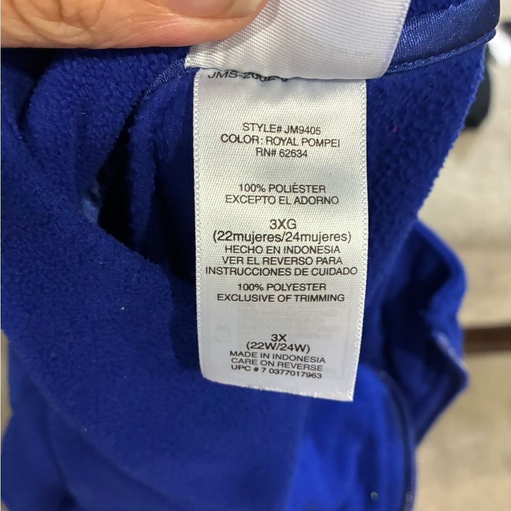 Just My Size Snowflake Fleece | Royal Blue Half Zip | 3X - Picture 6 of 6